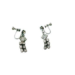 Vintage 1950s Dangle Earrings Silver Cocktail Screw Backs